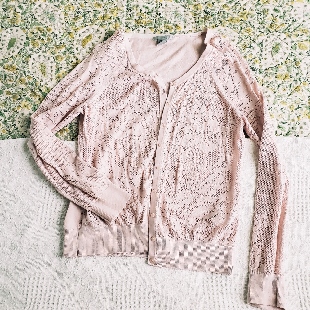 H&M Pastel pink lace patterned cardigan